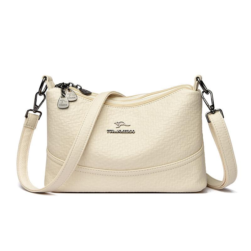 Summer new soft leather shoulder bag women's trend multi-layer casual small square bag texture commuter messenger bag