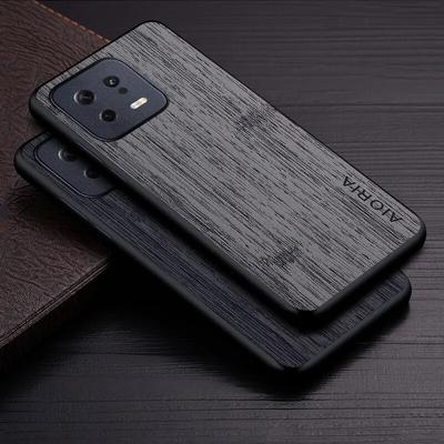 Hoesje voor Xiaomi 13 Pro Mi 13 Pro 35G funda bamboehoutpatroon Leer Luxe coque voor xiaomi 13 hoesje Cover
