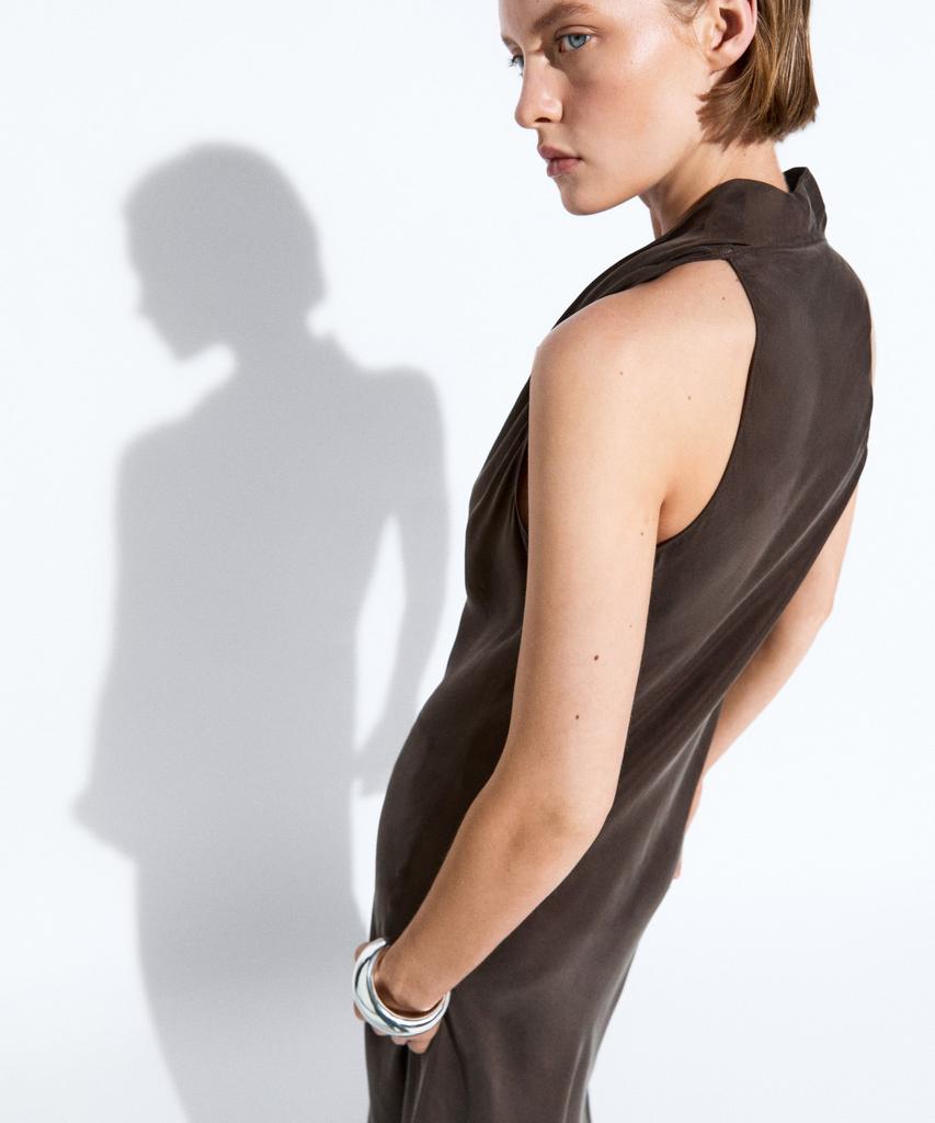 Masimodutti Drape Neckline Long Dress