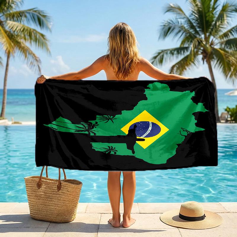 Brazil National Football Team Beach Towel Soft Microfiber Summer Towel Quick Dry Absorbent Towel for Beach Swimming Pool Travel