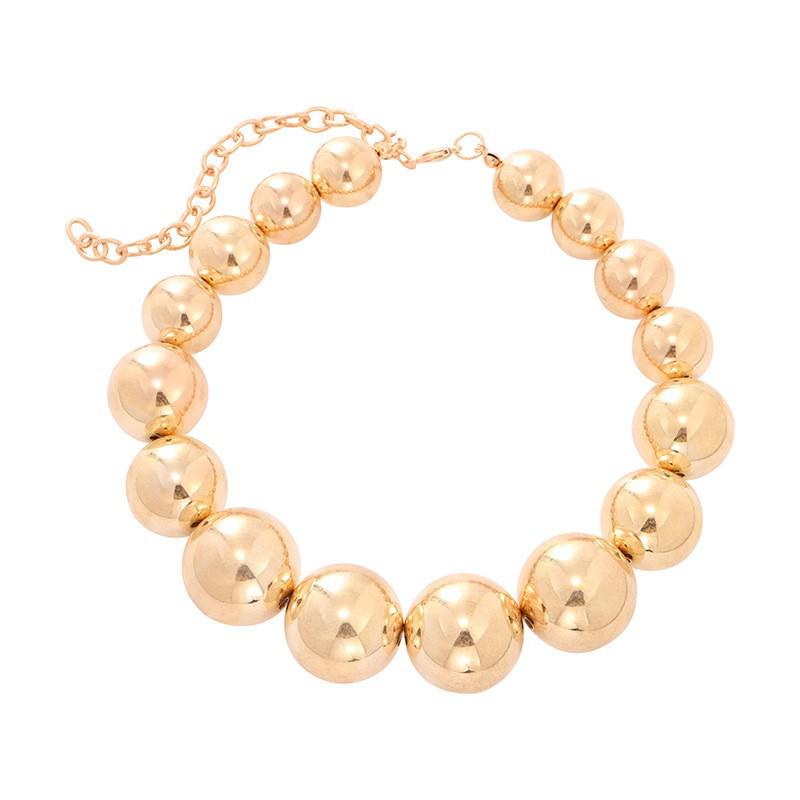 Elegant Punk Choker: Large Round Bead Necklace - Geometric Statement Jewelry for Women