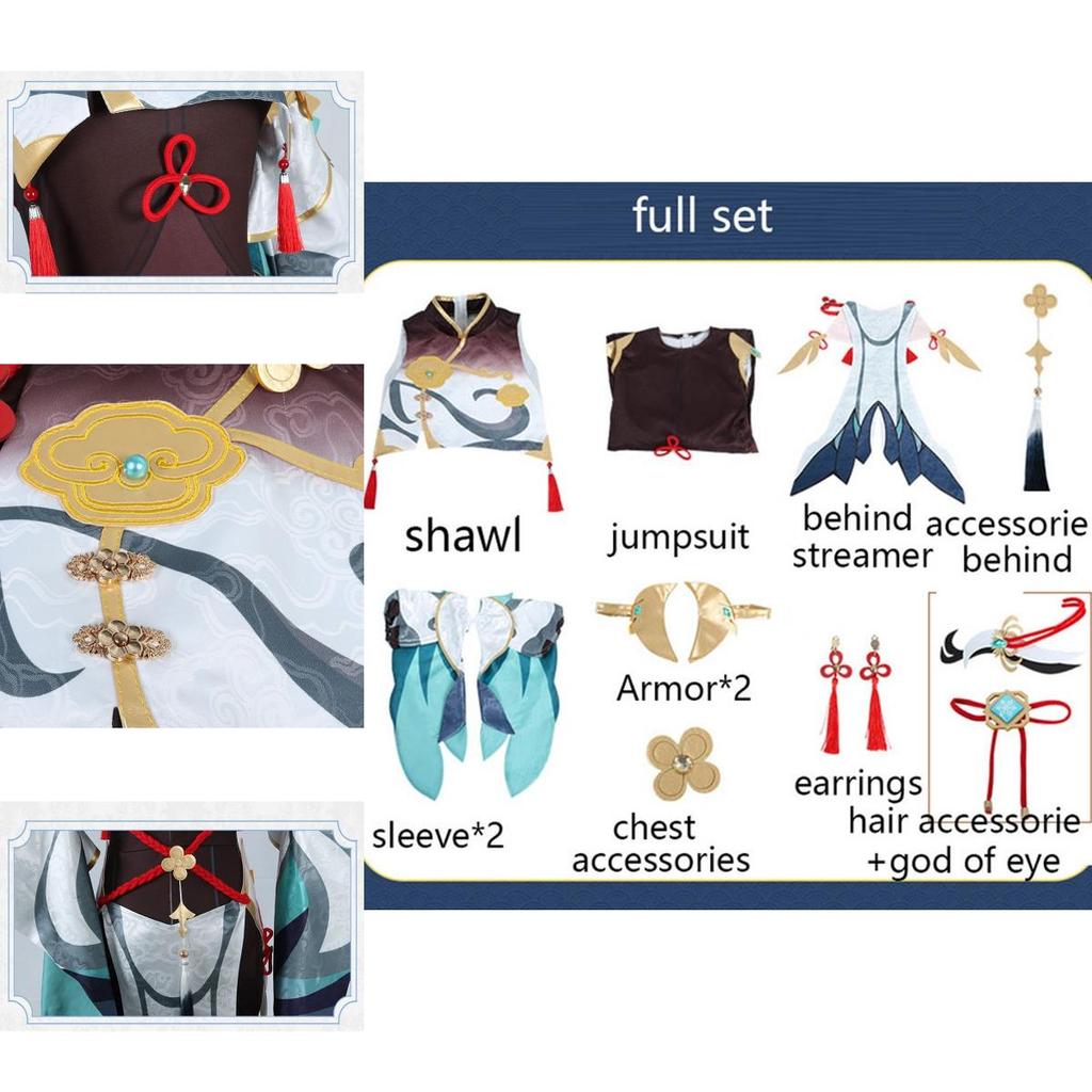 Genshin Impact Shenhe Cosplay Costume Set High Quality Full Size Women's Bodysuit For Role Play Fun