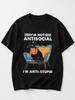 Unisex T-shirt I'm Not Antisocial Funny Cat Graphic T-Shirt Gift for Cat Lovers and Book Lovers