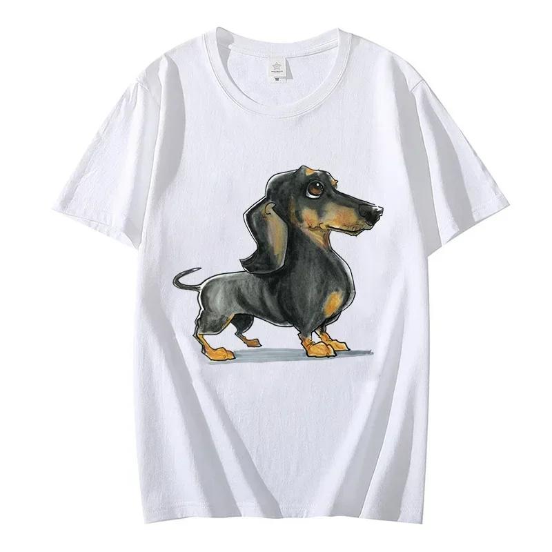 Dachshund Pug Oversized T Shirt Women Men Tops Short Sleeve Tee Shirts Homme White Tshirt Streetwear Funny Dogs Men's Brand Tops