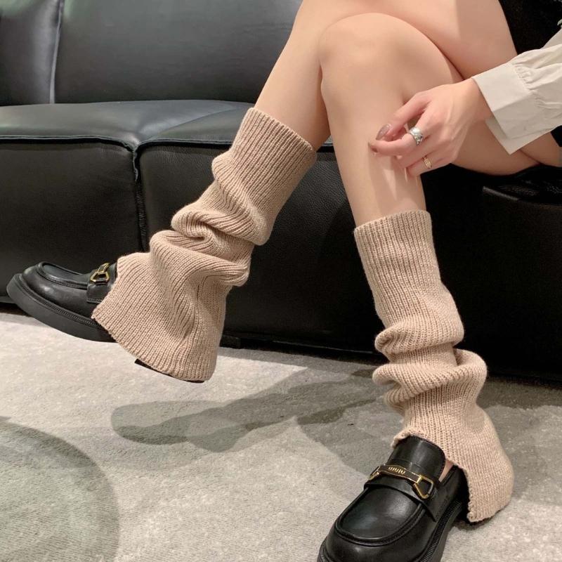 Womens Lolitas Knit Long Socks Flared Leg Warmers Harajuku Booties Socks Winter Warm Ankle Heap Socks
