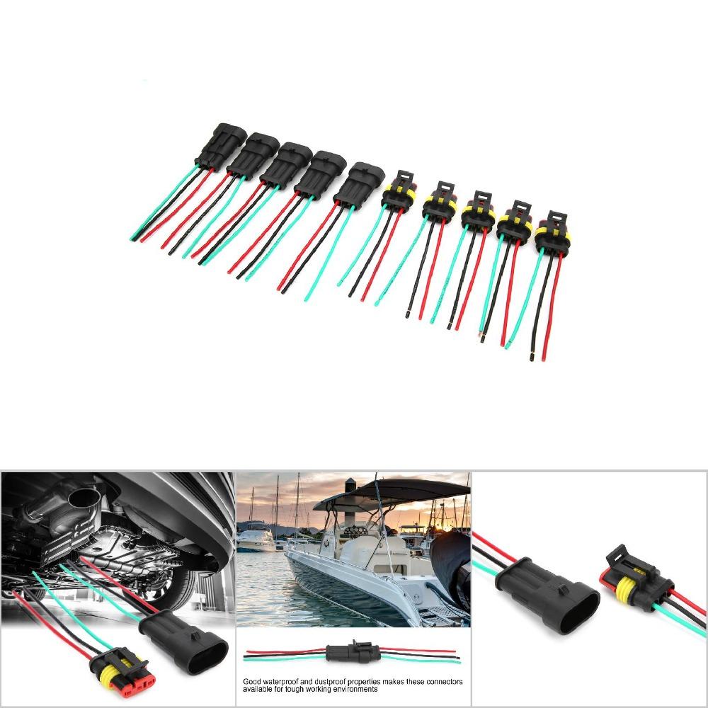 5 Sets 3 Pin Car Electrical Connector Waterproof With Wire Waterproof Connector Electrical Connector Plug Motorcycle Electrical