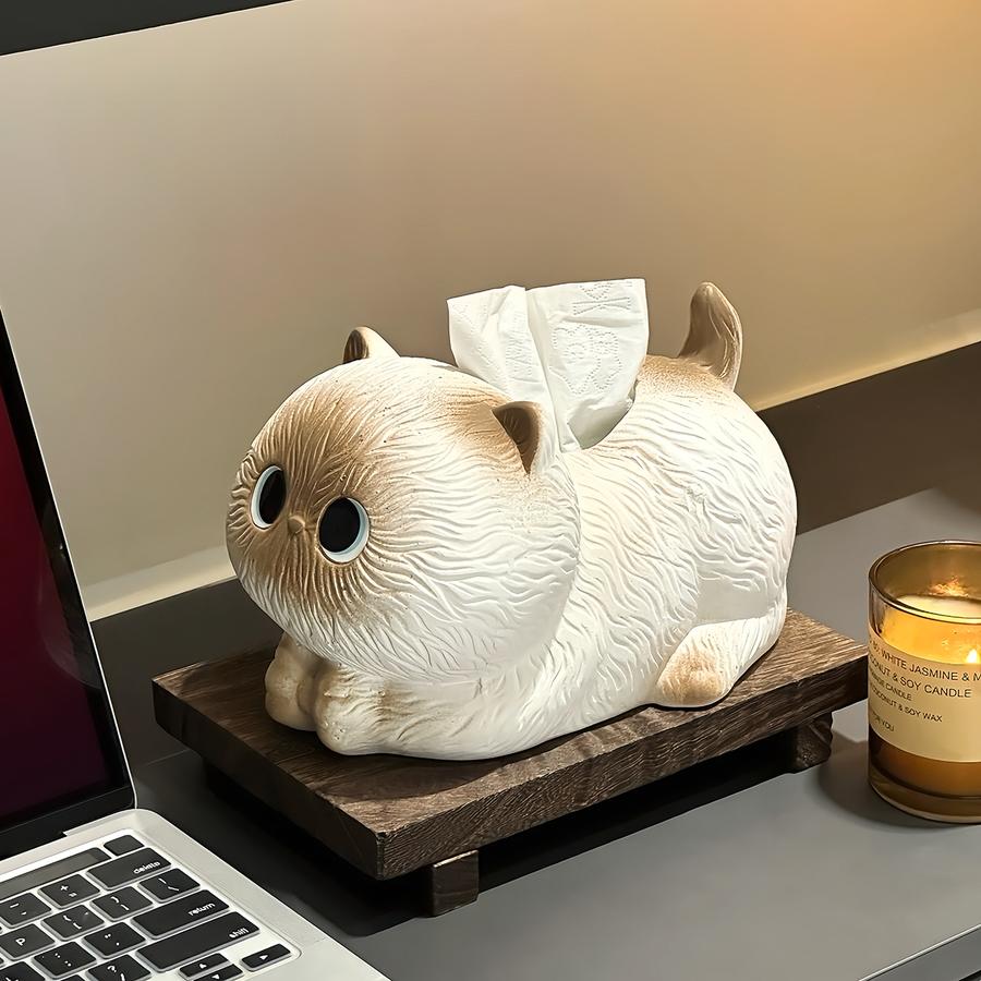 Cute Siamese Cat Paper Towel Box Decorative Storage Container for Living Room Tabletop