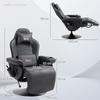 Chaise de Gaming, Fonction Massage, Dossier Inclinable, Repose-pieds, jusqu'à 120 kg, Cadre en Acier, Similicuir, Noir