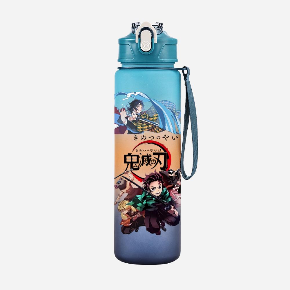 Anime Demon Slayer Aufdruck Wasserbecher Dämonenjäger Große Kapazität Outdoor Tragbar Blaue Trinkflasche für Jungen Mädchen Geschenk