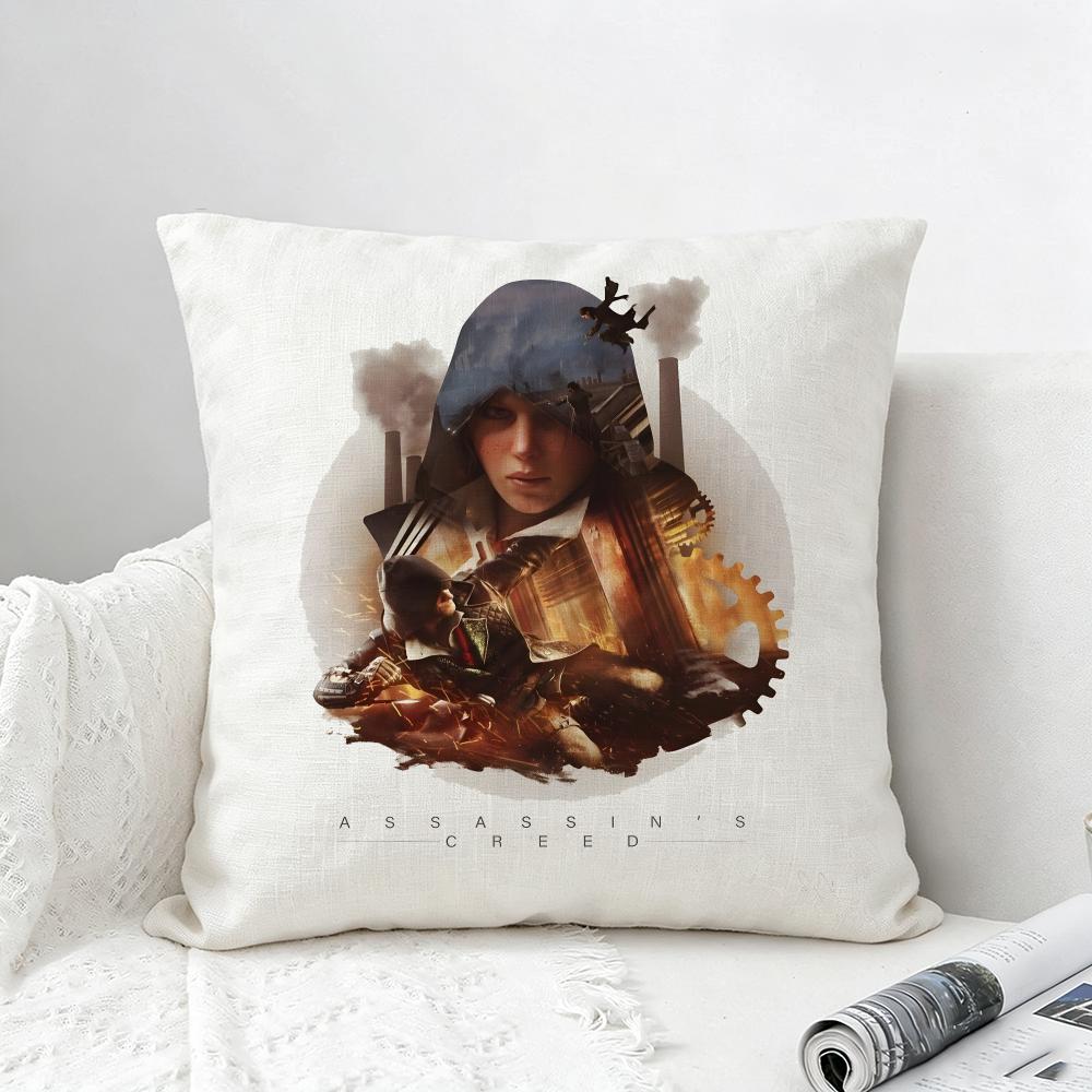 Game Assassins Creed Valhalla Cushion Cover Natural Linen Pillowcase Set AllinOne Decor for Sofa Bedroom Chair