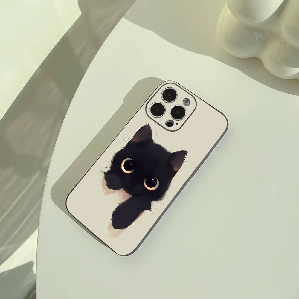 cartoon cats   Phone Case For iPhone 17,16,15,14,13,12,11 Pro Max,16Plus,XS  Soft Black Cover