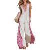 Women's Printed Stitching Trendy Wide Legs Slimming Design Personalized Street Style Comfortable Suit