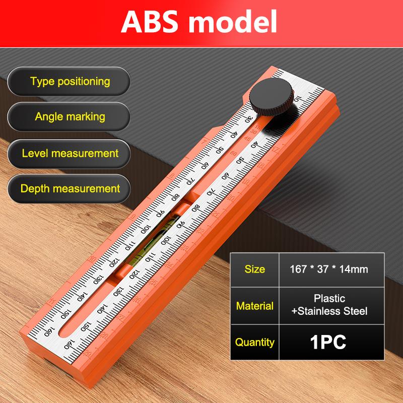 Multifunctional Positioning Marking Ruler with Level, Adjustable Angle & Scale, Precision Woodworking Measuring Tool