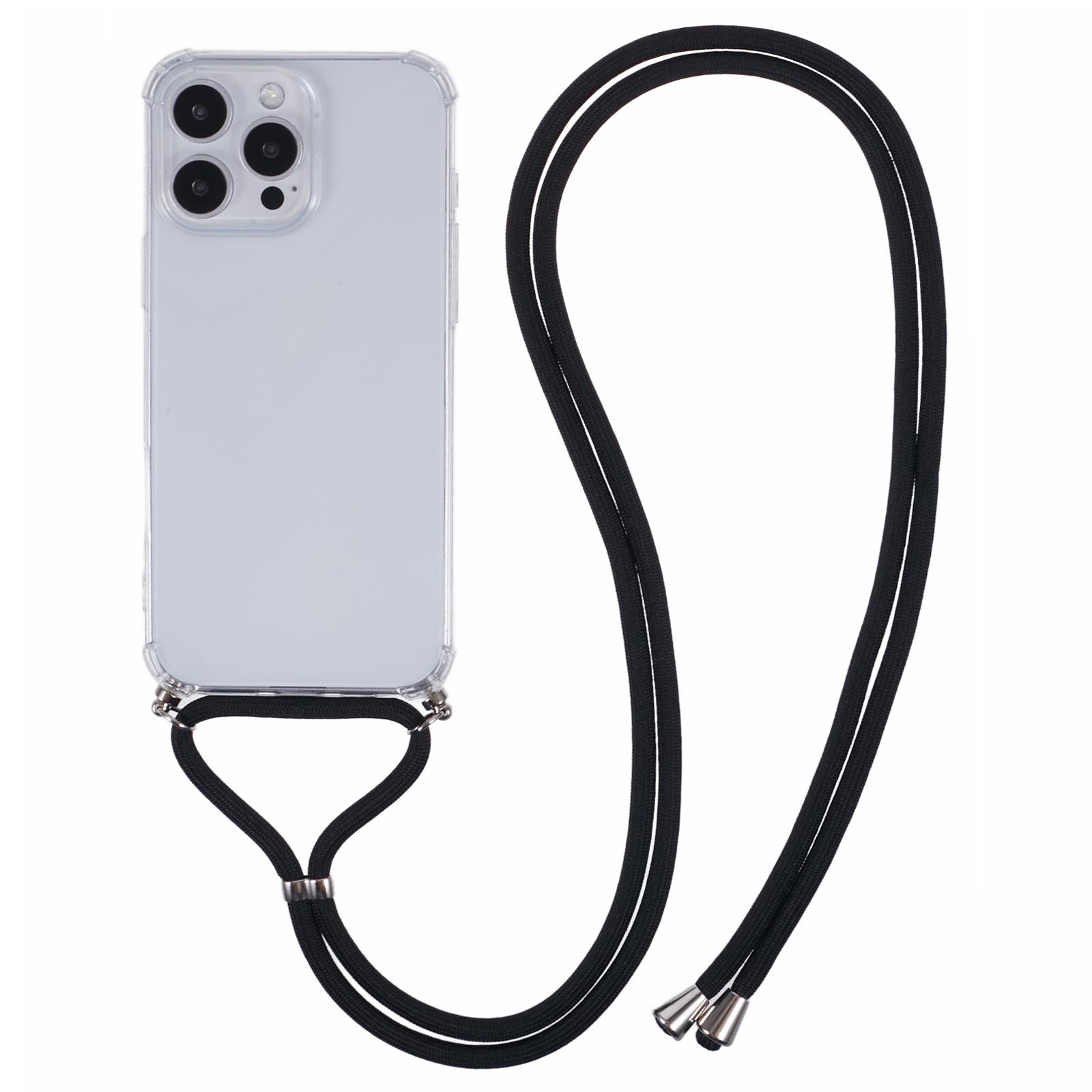 

For iPhone 16 Pro Case with Strap Clear TPU Phone Cover Four Corner Reinforcement A