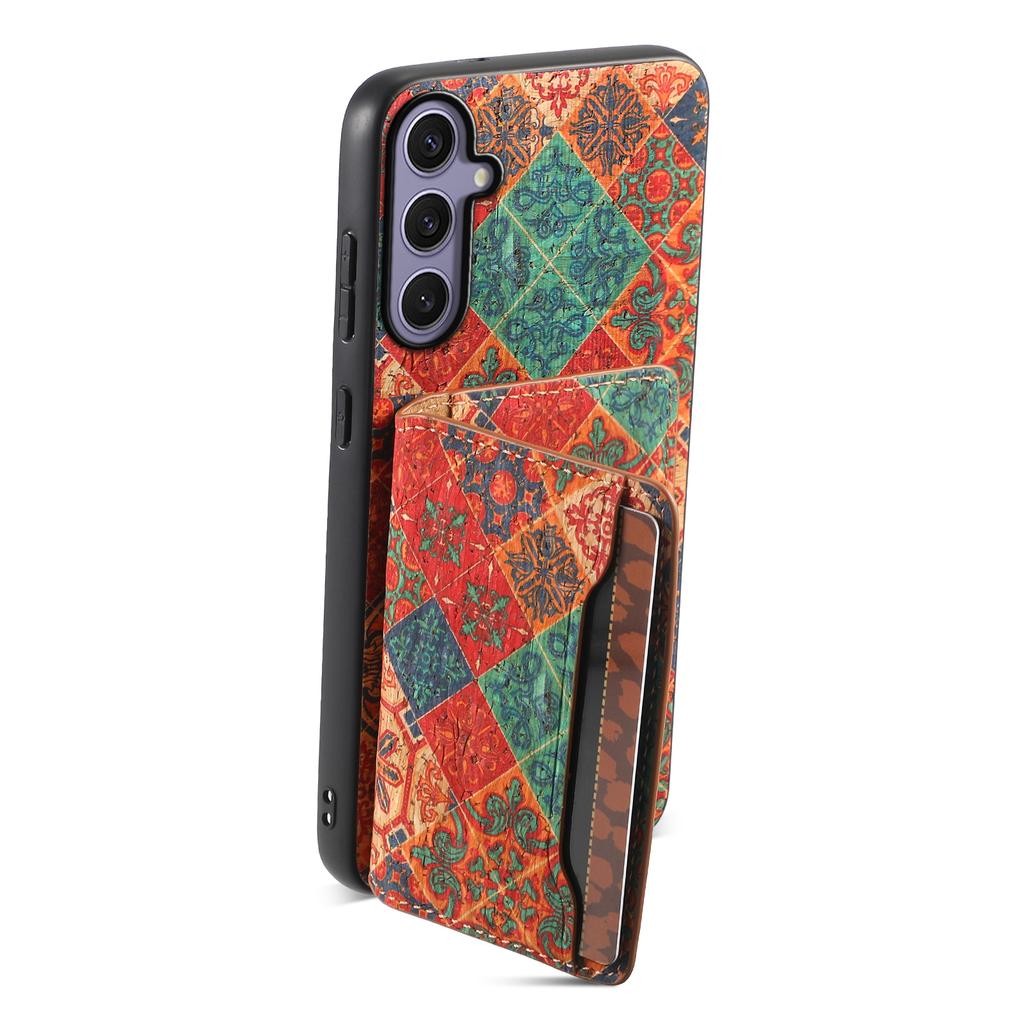For Samsung Galaxy S25+ Case Flower Print Leather + PC + TPU Cover with Card Holder Kickstand
