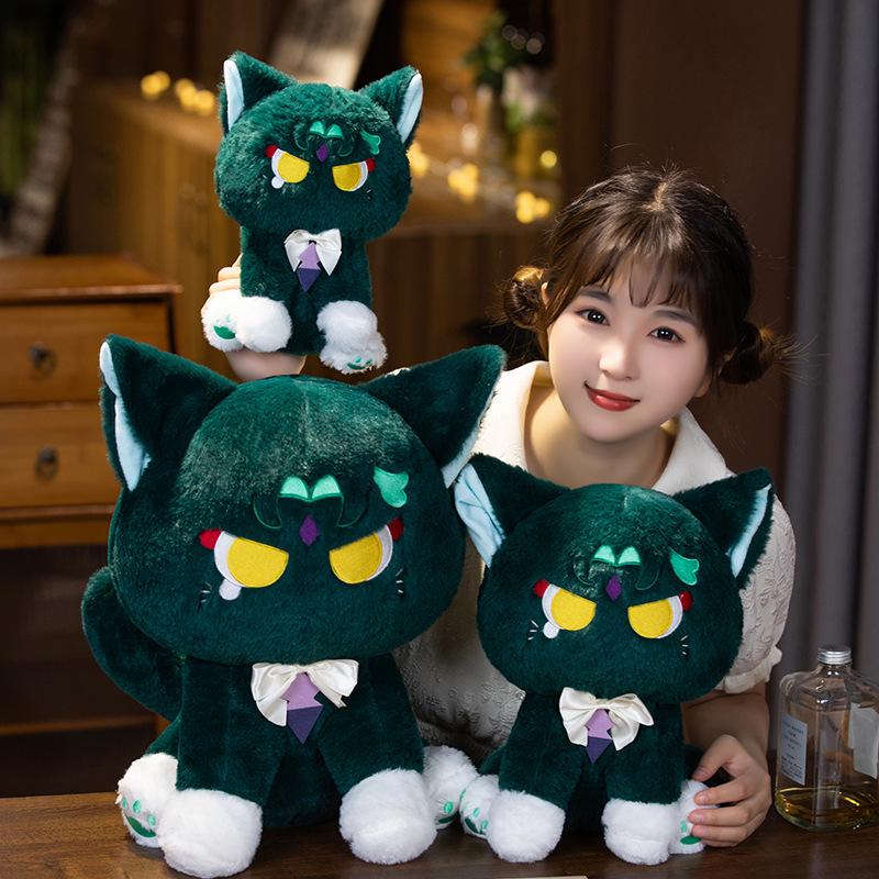 Large Teyvat Xiao Cat Plush Doll - Cute Kitten Rag Toy Gift