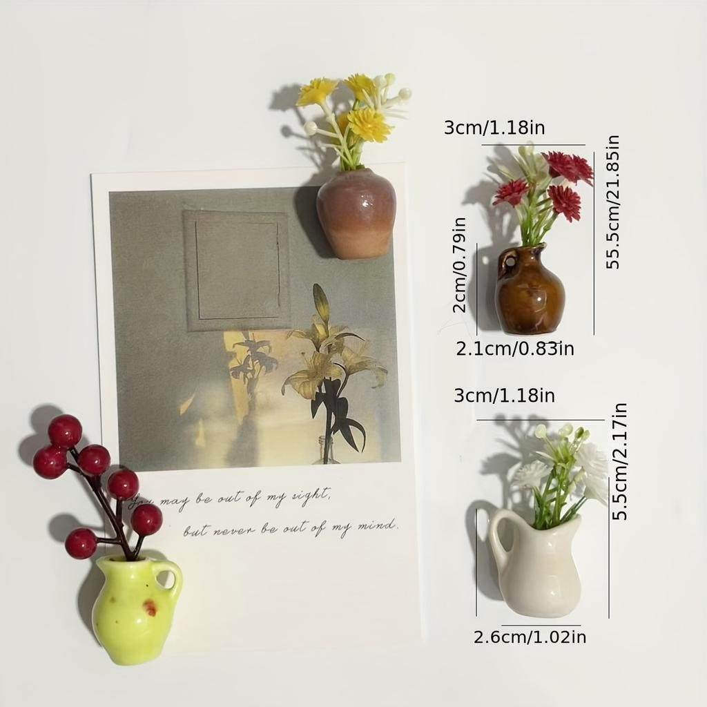 Mini Ceramic Vase Refrigerator Sticker Creative 3D Stereo Home Decoration Magnet