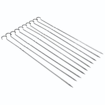 10PCS BBQ Barbecue Grilling Cooking Long Stainless Steel Kabob Kebab Flat Skewers Needle New