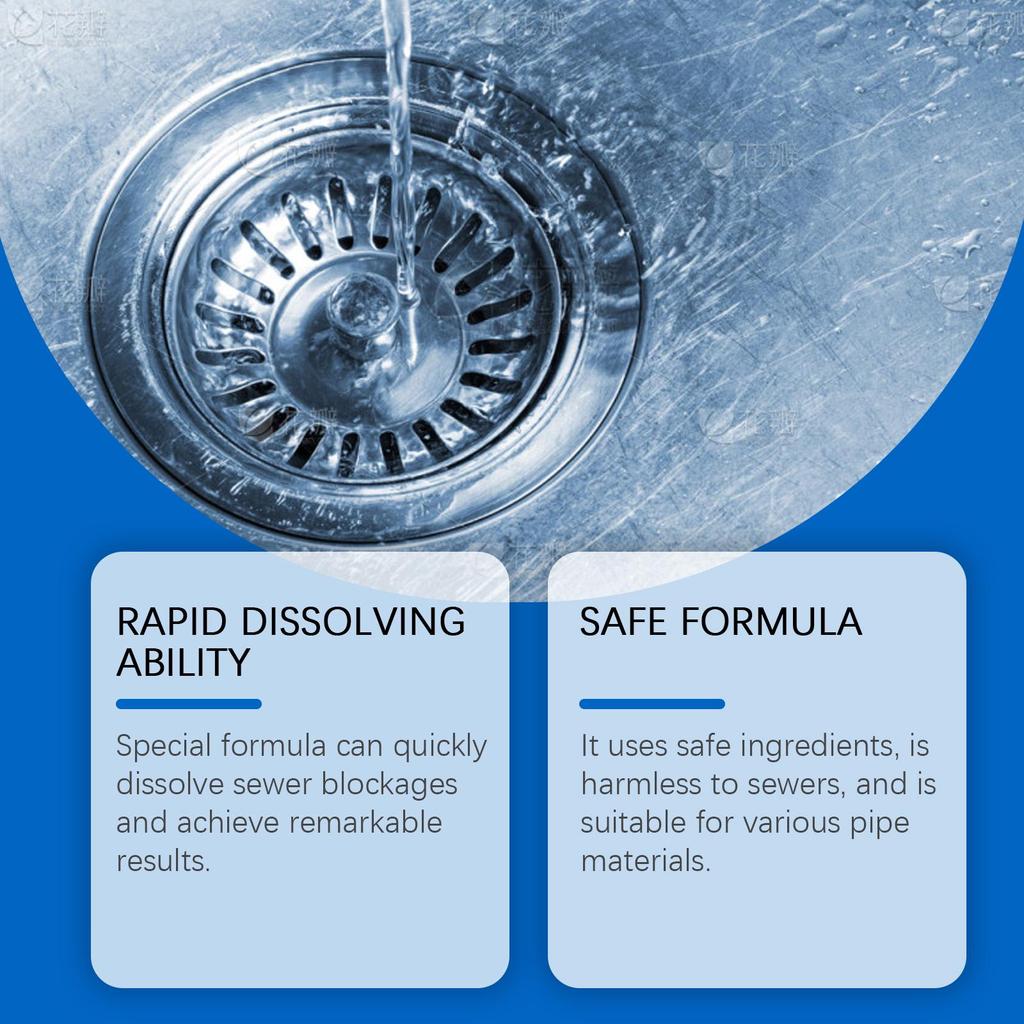 Jue Fish Drain Cleaning Powder (6pcs) for Kitchen and Bathroom Drains - Cleans and Unblocks Drains, Removes Blockages