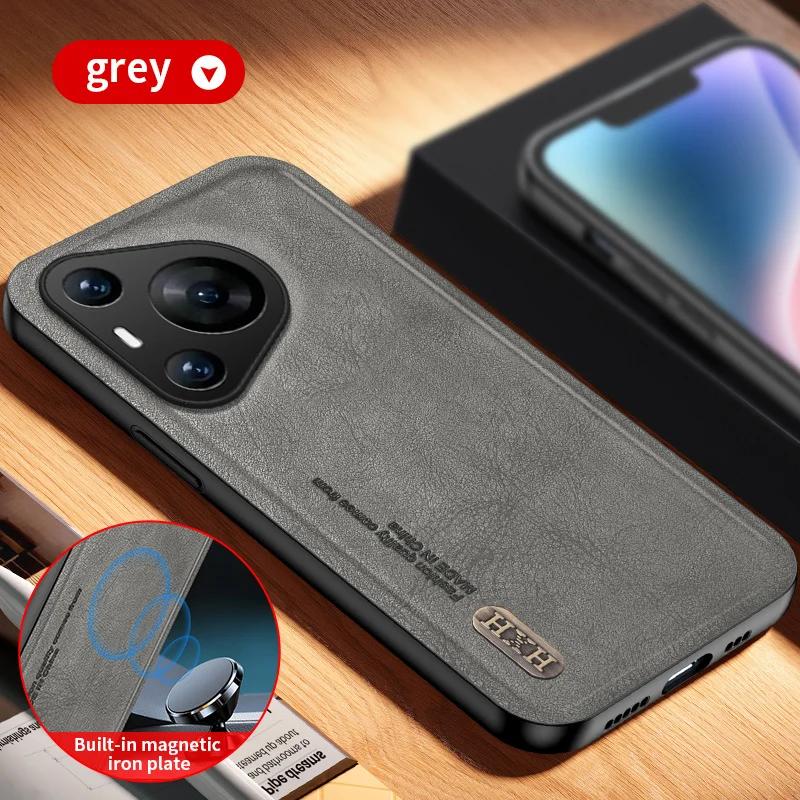 Vintage Leather Phone Case For Huawei Pura 70 P60 P50 P40 P30 Nova 12 11 10 SE Mate 60 50 40 30 Pro Build-in Magnet Iron Cover