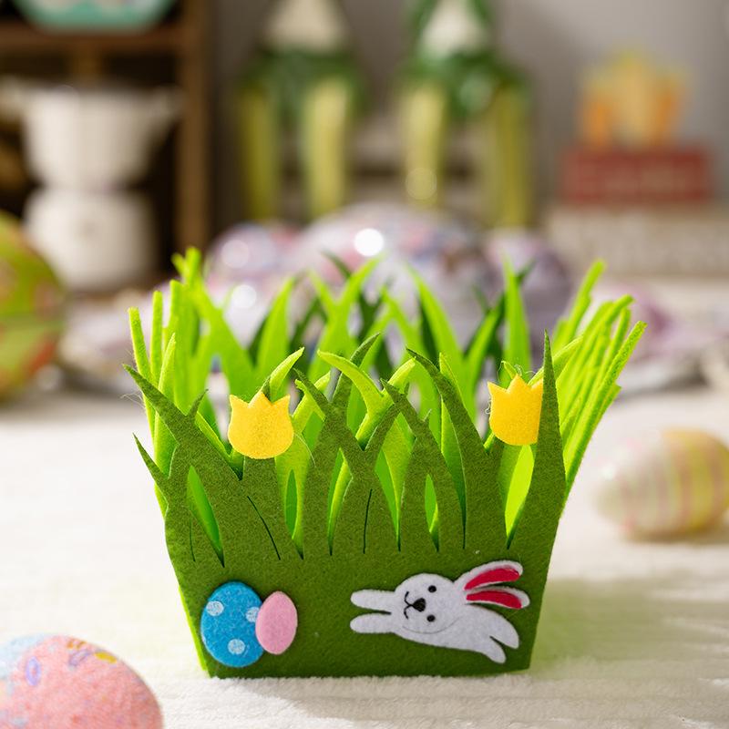 Easter Egg Basket Colorful Kids Easter Basket Felt Gift Bag 3d Easter Tote Bag For Kids Party