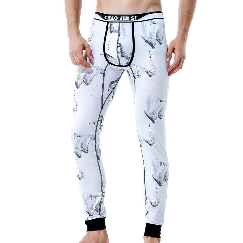 Pantaloni Bărbați Bumbac Lână Toamnă & Iarnă: Leggings subțiri, călduroși, dintr-o singură bucată pentru tineret