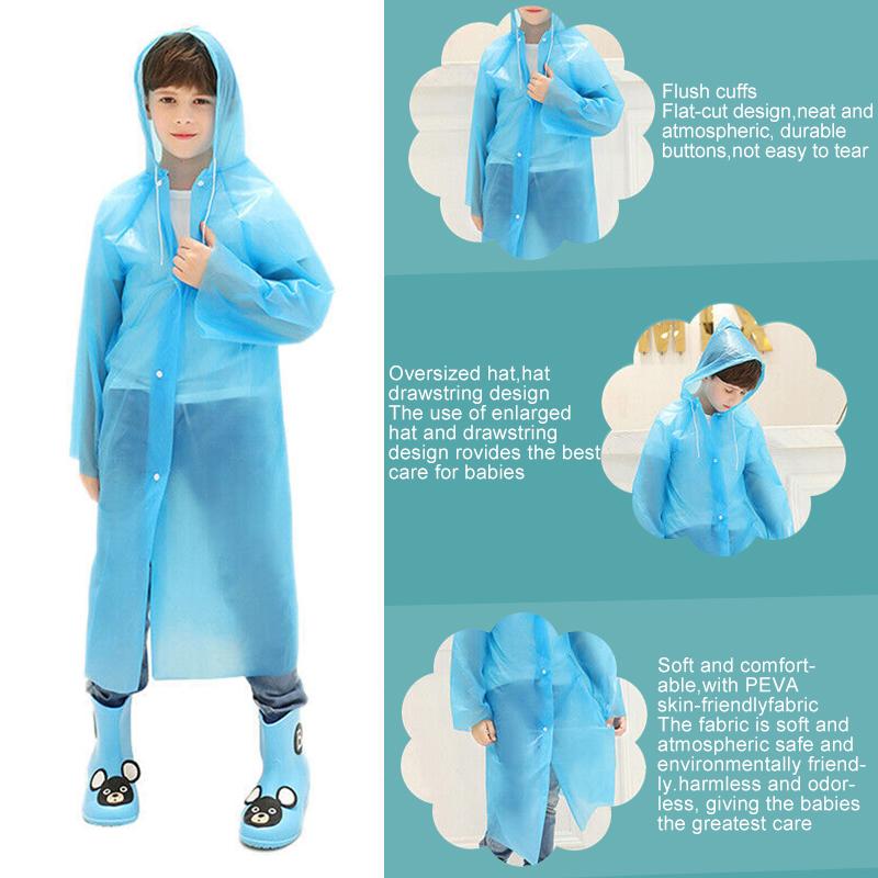 1 pièce Veste pour enfants Manteaux Imperméable à capuche Poncho Imperméable Couleur unie Housse de pluie Imperméable PEVA
