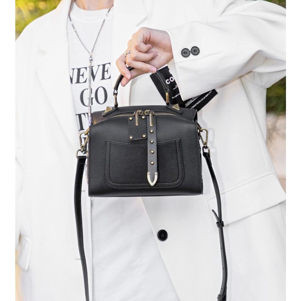 Cowhide Lady, One Shoulder Crossbody Simple Portable Fashion Bag, Girls Handbag Pillow Bag Large Capacity