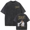 Michael Jackson King of Pop MJ Vintage Washed T-Shirt Herren Damen High Street Gothic Klassisches T-Shirt Sommer Oberteile Hip Hop T-Shirt
