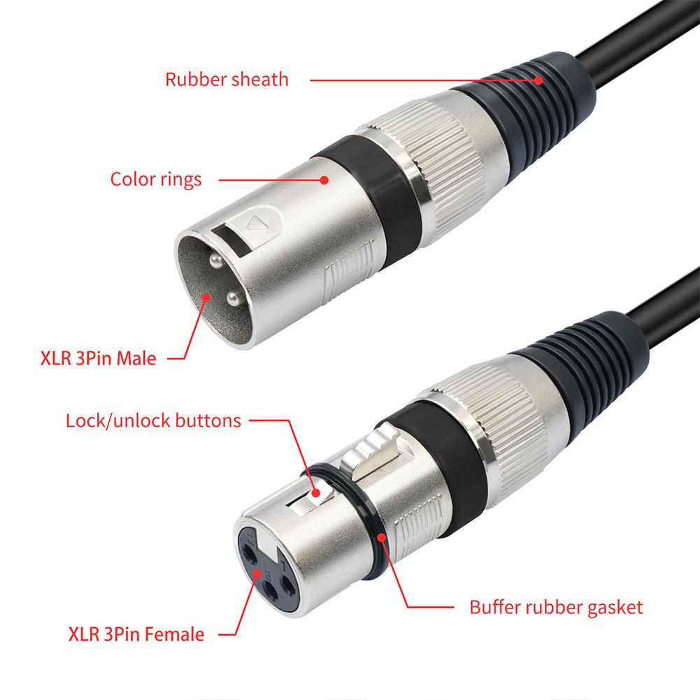 1.5ft/0.5m XLR Male To Dual XLR Female Y Splitter Mic Cable 3 Pin XLR Male To Dual XLR Female Patch Y Cable