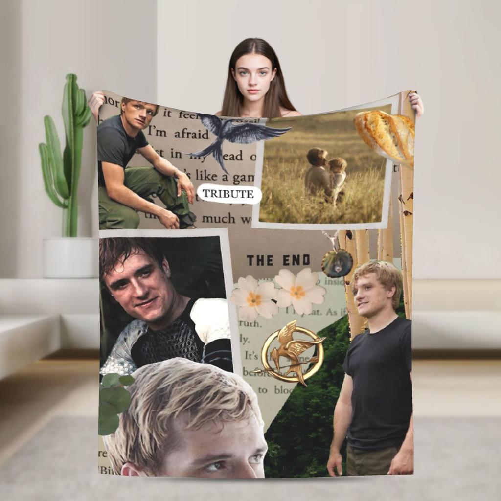 Hunger Games Peeta Mellark Blanket Cover Flannel Josh Hutcherson Lightweight Thin Throw Blanket for Sofa Couch Quilt Portable