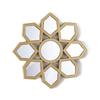 1 Pcs Round Geometric Flower Shape Fiber Wall Mirror with Acrylic Golden Aesthetic Frame with Hook for Hanging
