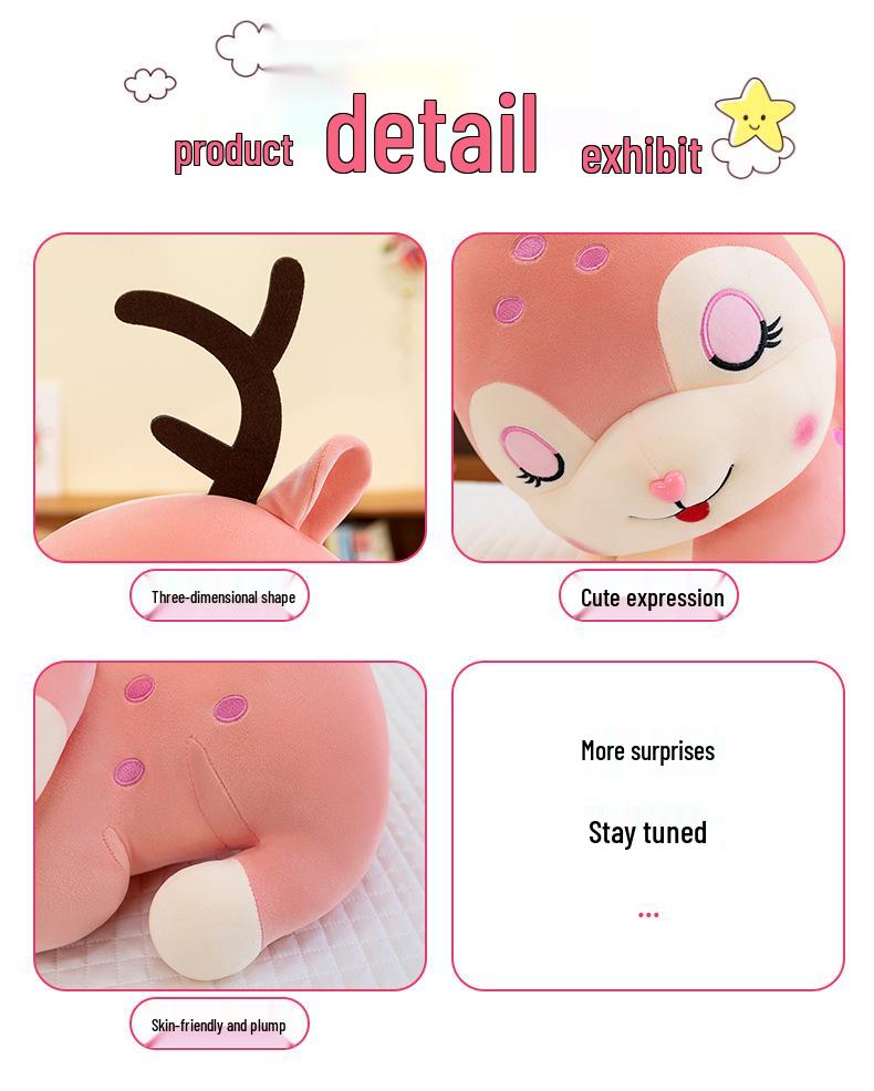 Cute Plum Blossom Deer Plush Toy - Sleep Companion & Hug Pillow - Girls' Birthday Gift