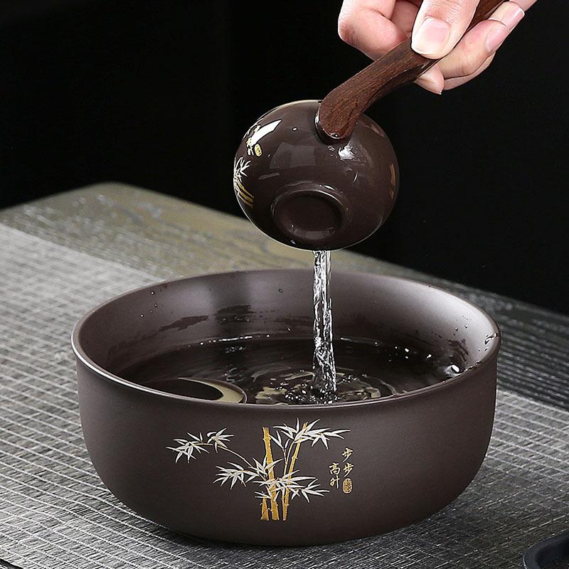Tea Washing Purple Sand Household Ceramic Tea Cup Washing Utensils Water Basin Large Basin Extra Large Water Washing Pen Washing Tea Set Accessories