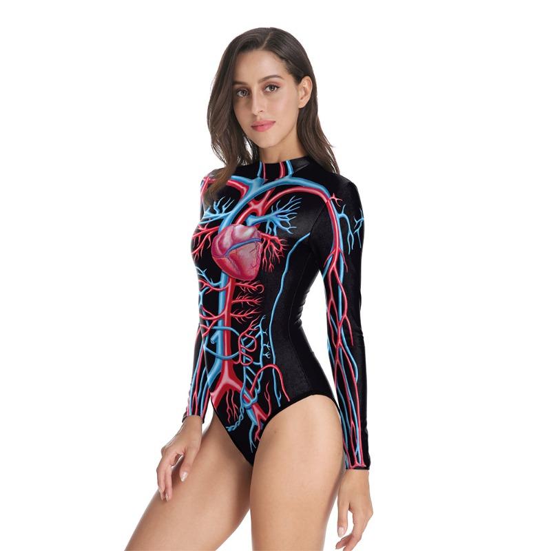 Halloween New Crew Neck Zipper Women's Swimsuit Beach Surfing Swimsuit Women