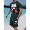 Fashion Lion 3D Print Men's Set Summer Crew Neck Short Sleeve Top & Breathable Shorts Streetwear Casual Two-Piece Set