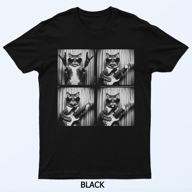 Funny Cat Playing Guitar Photobooth Rock Music Silly T Shirt