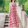 Elegant Sling Dress for Women Plus Size Casual Summer Long Dress Vintage Middle-aged Women's Clothing