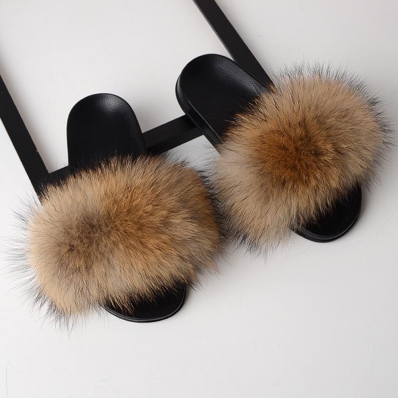 Elegant And Comfortable Women's Girls' Fur Slides With Soft Fuzzy Furry Slippers