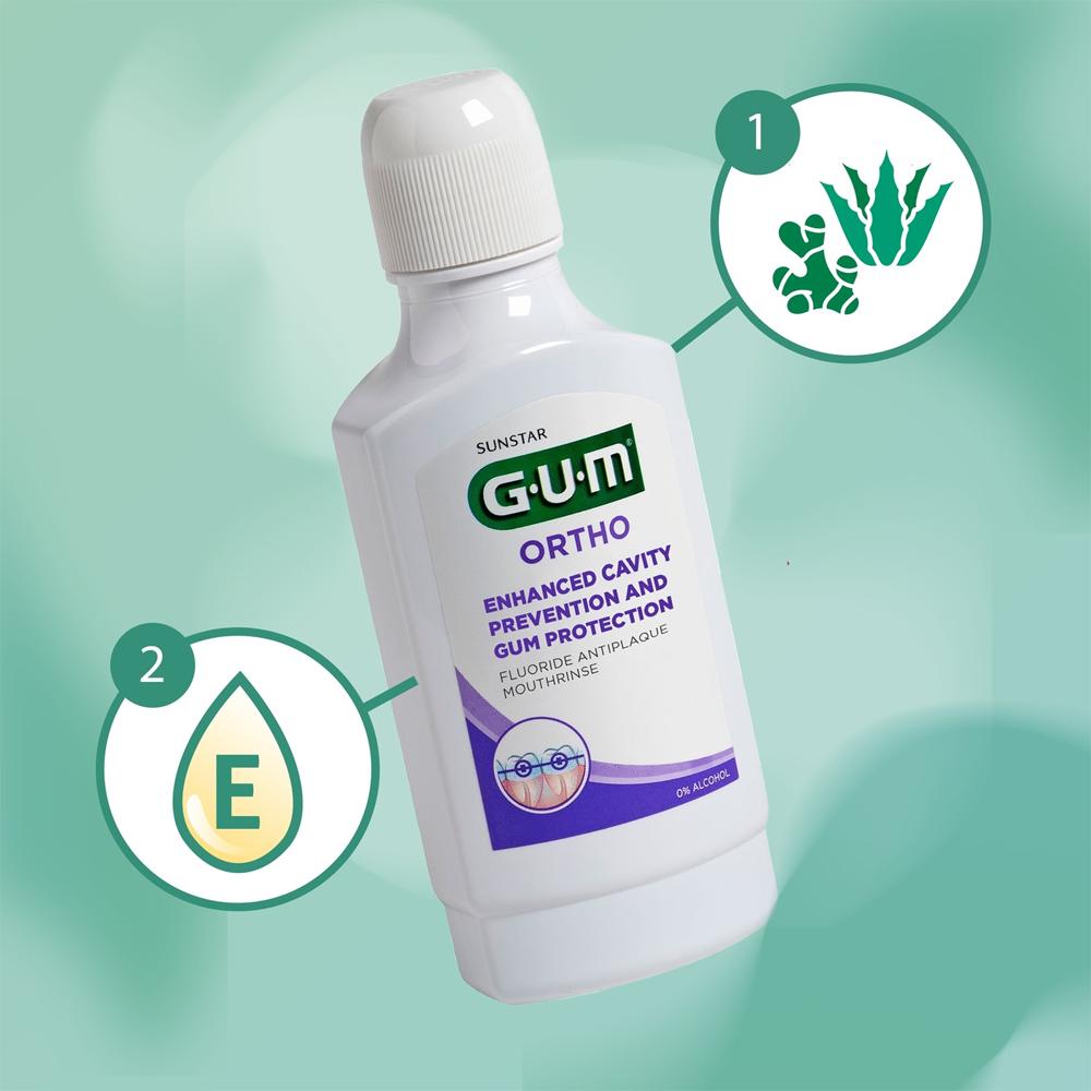 Ortodontyczny płyn do płukania jamy ustnej miętowy Ortho GUM Sunstar 300 ml