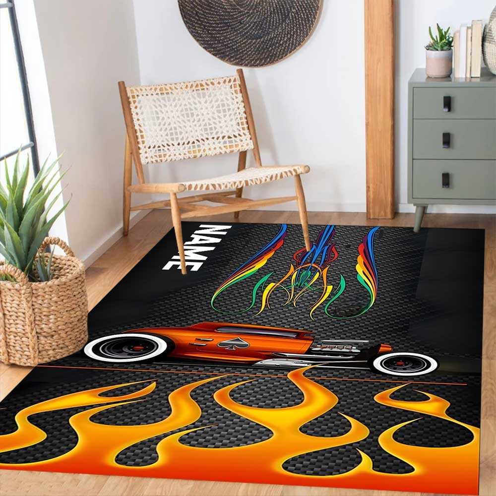 Truck Racing5 Customize Your Name Rug, Office Chair Cushion, Home Bedroom Living Room Gift.