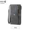 Dames RFID Anti-magnetische Lange Portemonnee: Retro Drievoudige Clutch met Meerdere Kaarthouders