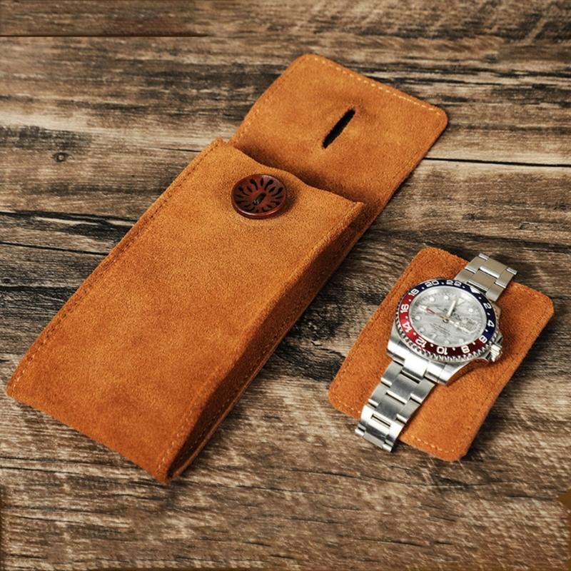 8 Colors Men Watch Box Watch Pouch Bag Organizer Box Easy Carry Travel Watch Storage Pouch Cowhides Velvets Jewelry Box