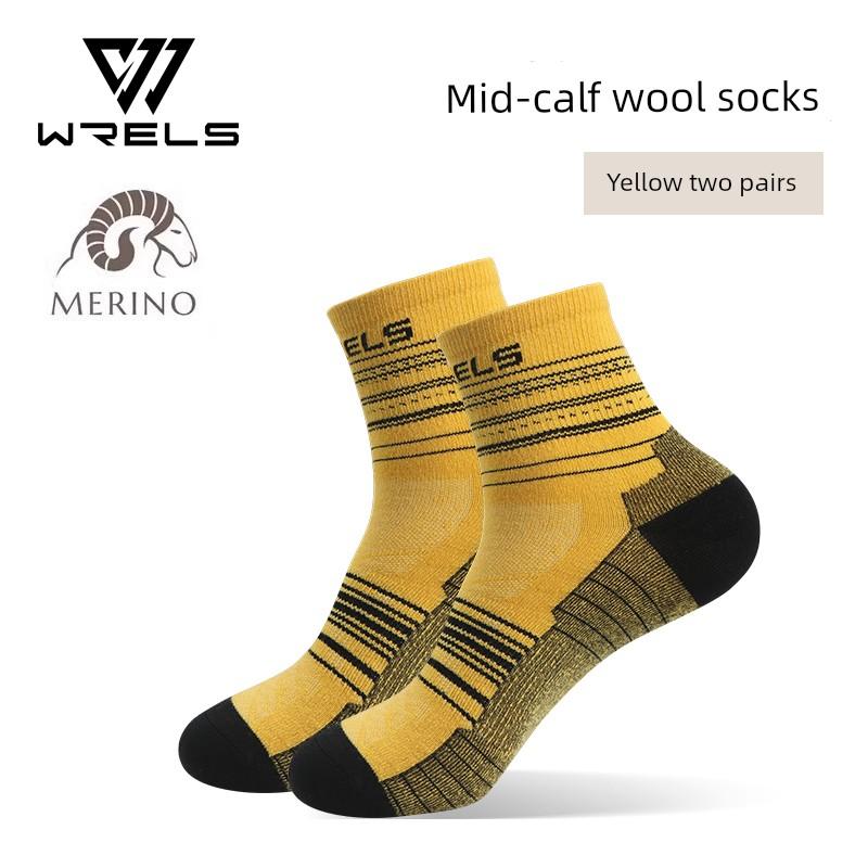 Merino Wool Socks for Men and Women, Outdoor Mid-Calf Hiking and Trekking Sports Socks, Sweat-Absorbent and Quick-Drying Marathon Running Socks