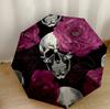 Skulls And Roses Artwork Portable Automatic Umbrella Retractable Design with 8-Rib Durability Durable Plastic & Iron Perfect for Outdoor Adventures