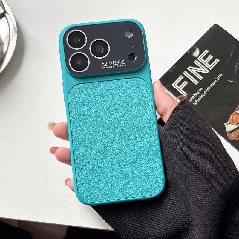 Luxury Bright Candy Colors Leather Case For iPhone 17 16 15 14 13 Pro Max Business Large Window Glass Shockproof Armor Cover