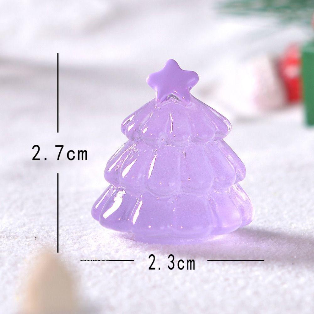 Mini Christmas Tree Micro Landscape Figure Ornament Luminous Pine Tree Decorations Ornament Desktop Decor Resin Craft