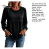 Autumn Outfit Women Fall O-Neck Shirt, Loose Fit Casual Fringe Blouse, Solid Long Sleeve Pullover Color Ruffle Top with Tassels Shirt