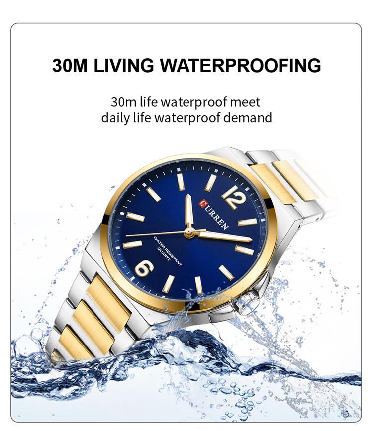CURREN 8493 Men's Waterproof Stainless Steel Casual Quartz Business Wristwatch