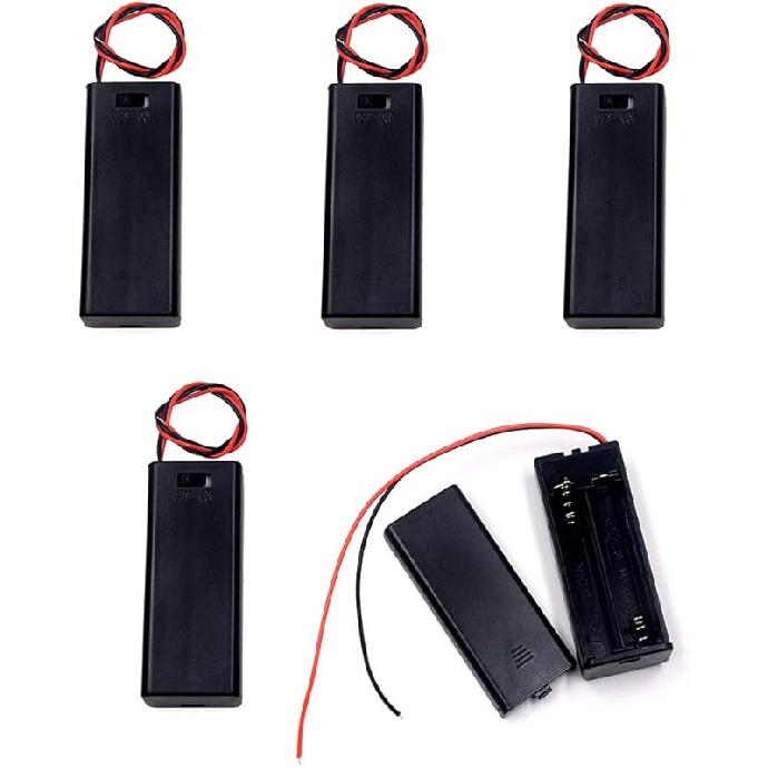 (Pack of 3 2 AAA Battery Holder with Switch, 2 X 1.5V AAA Battery Holder Case with Wire Leads and ON/Off Switch and Cover